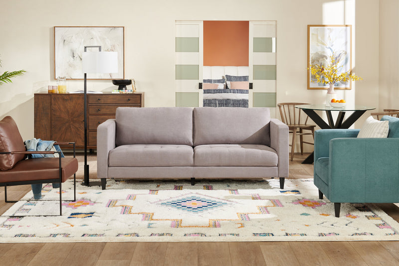 Metro 78\" Fabric Sofa with Tufted Seat Cushions and Reversible Back Cushions - Grey