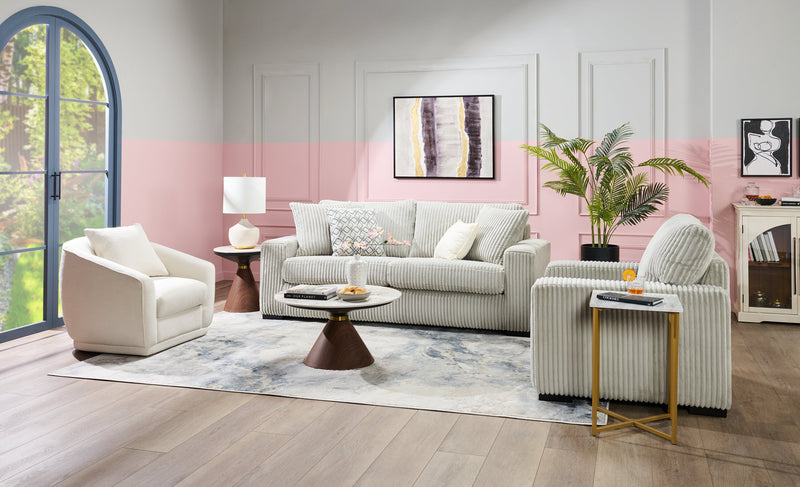 Mia 15.75\" Faux Marble Chairside Table - White & Gold