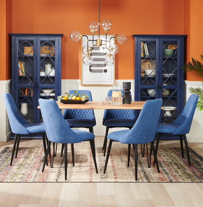 Miya Dining Chair with Polyester Fabric, Metal - Navy Blue