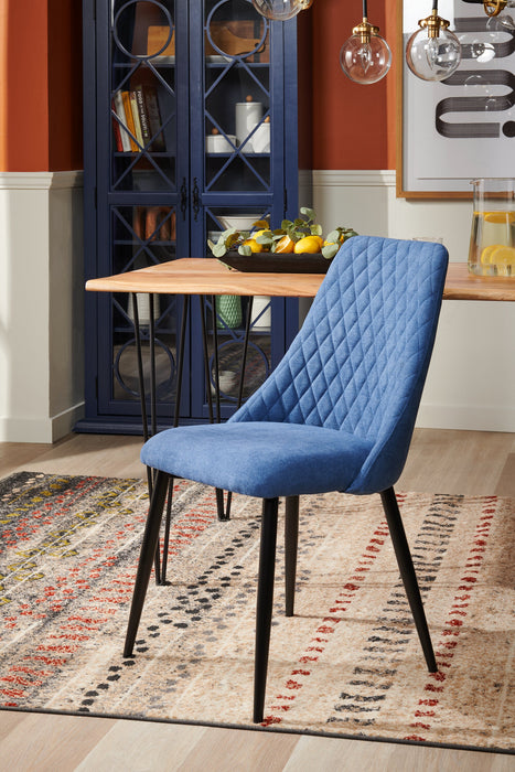 Miya Dining Chair with Polyester Fabric, Metal - Navy Blue
