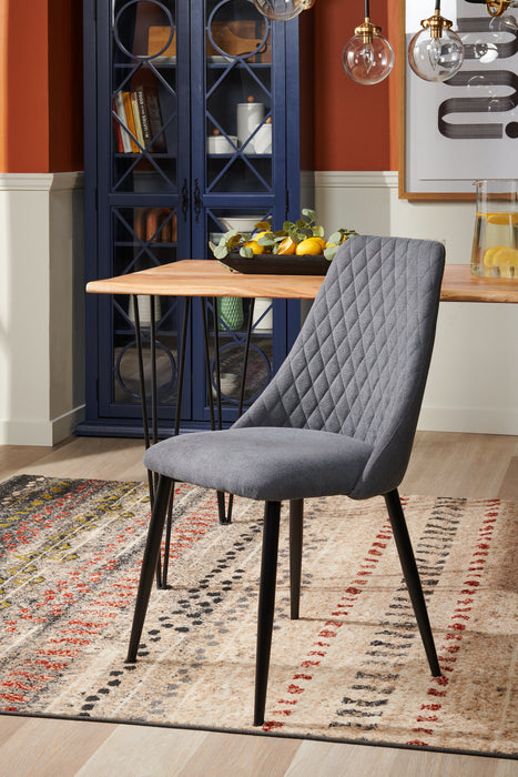 Miya Dining Chair with Polyester Fabric, Metal - Charcoal