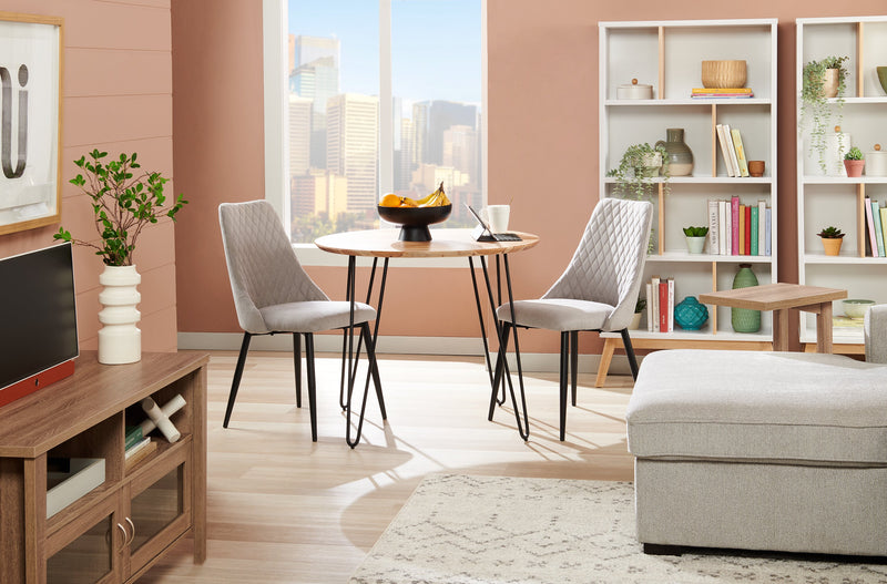 Miya Dining Chair with Polyester Fabric, Metal - Grey