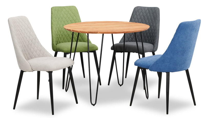 Miya Dining Table, Acacia Wood, Metal, 36\"W Round - Natural