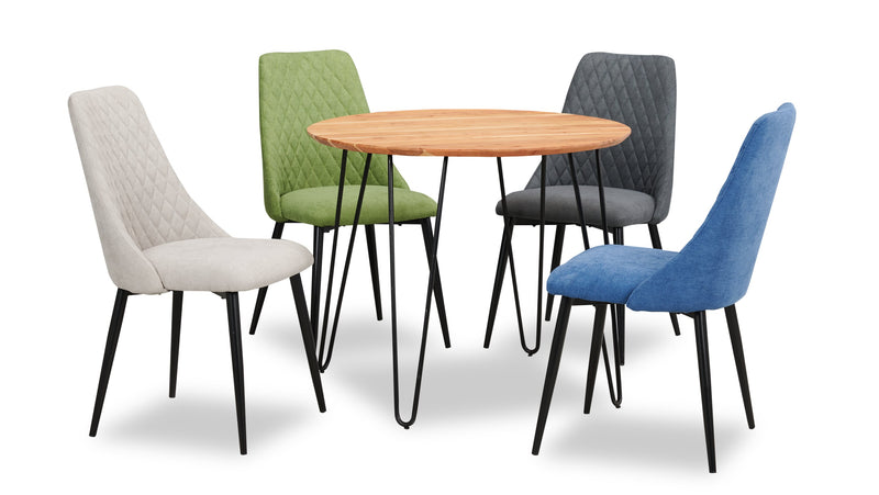 Miya Dining Table, Acacia Wood, Metal, 36\"W Round - Natural