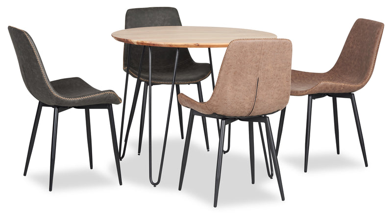 Miya Dining Table, Acacia Wood, Metal, 36\"W Round - Natural