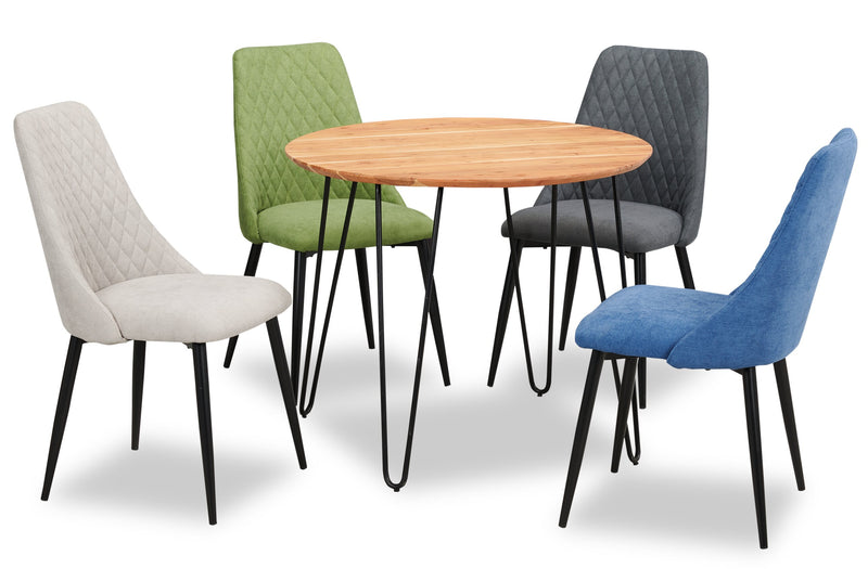 Miya Dining Table, Acacia Wood, Metal, 36\"W Round - Natural