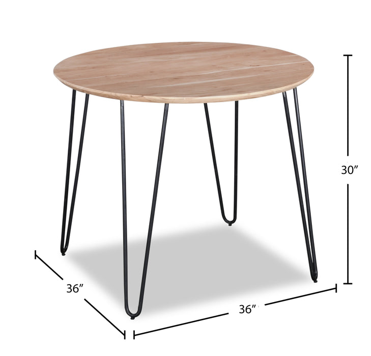 Miya Dining Table, Acacia Wood, Metal, 36\"W Round - Natural