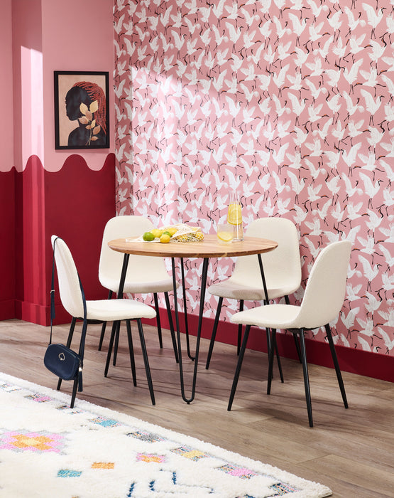 Miya Dining Table, Acacia Wood, Metal, 36\"W Round - Natural