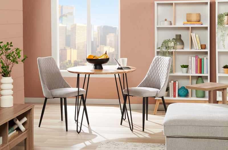 Miya Dining Table, Acacia Wood, Metal, 36\"W Round - Natural