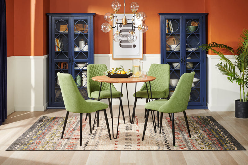 Miya Dining Chair with Polyester Fabric, Metal - Moss Green