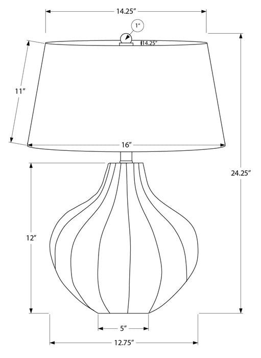 24\" Blue Ceramic Curved Table Lamp