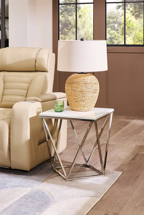 25\" Ratten Table Lamp with Beige Shade