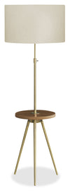 63\" Brass Metal Tripod Floor Lamp with USB Port