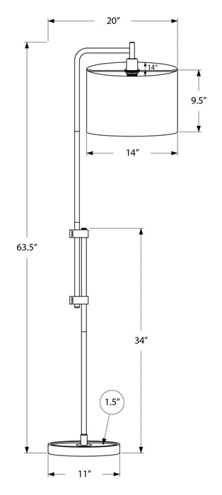 63\" Black Metal Floor Lamp