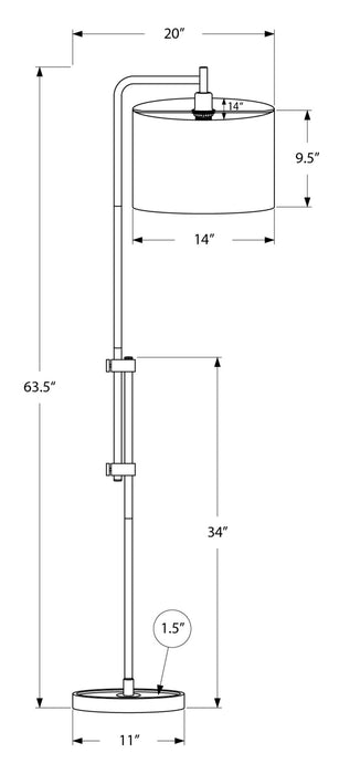63\" Brass Metal Floor Lamp