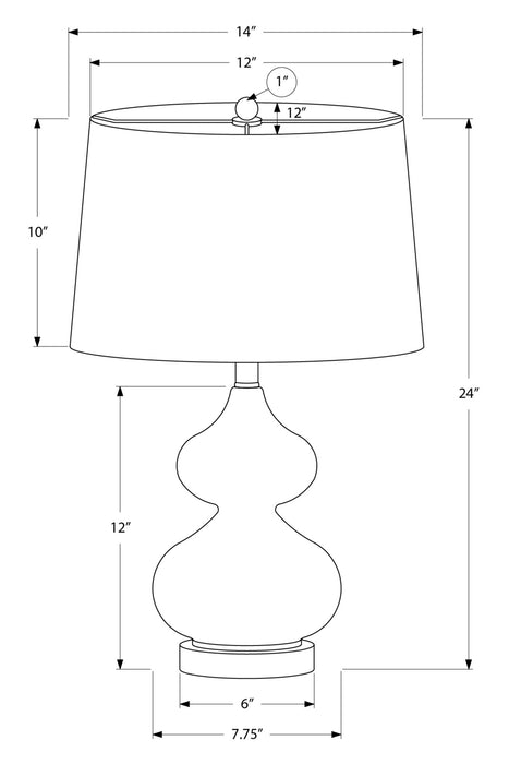24\" Blue Glass Table Lamp