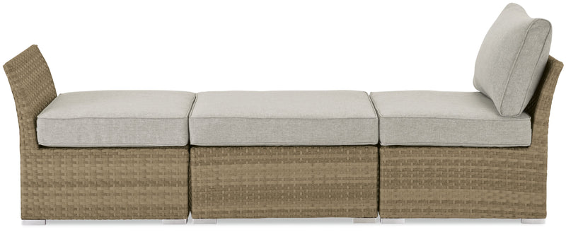 Montego 6-Piece Canopy Outdoor Patio Conversation Set with Canopy Sofa, 2 Armless Chairs, Ottoman, Glass Top Coffee & End Table - Hand-Woven Resin Wicker, UV & Weather Resistant - Natural/Beige