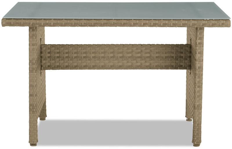 Montego 6-Piece Canopy Outdoor Patio Conversation Set with Canopy Sofa, 2 Armless Chairs, Ottoman, Glass Top Coffee & End Table - Hand-Woven Resin Wicker, UV & Weather Resistant - Natural/Beige