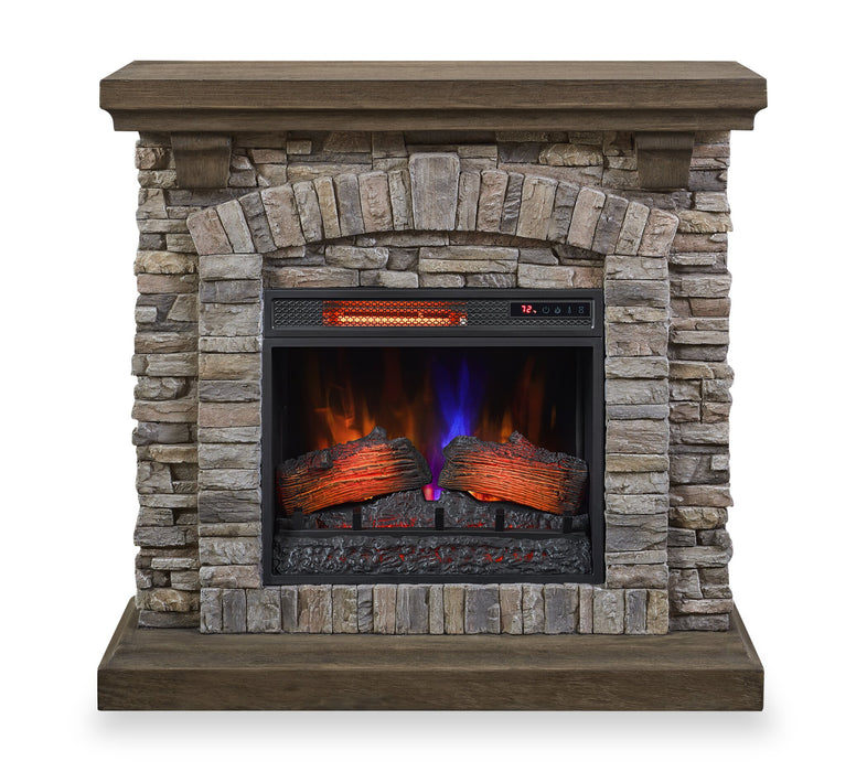 Montana 43.5” Rustic Electric Fireplace - Grey Stone