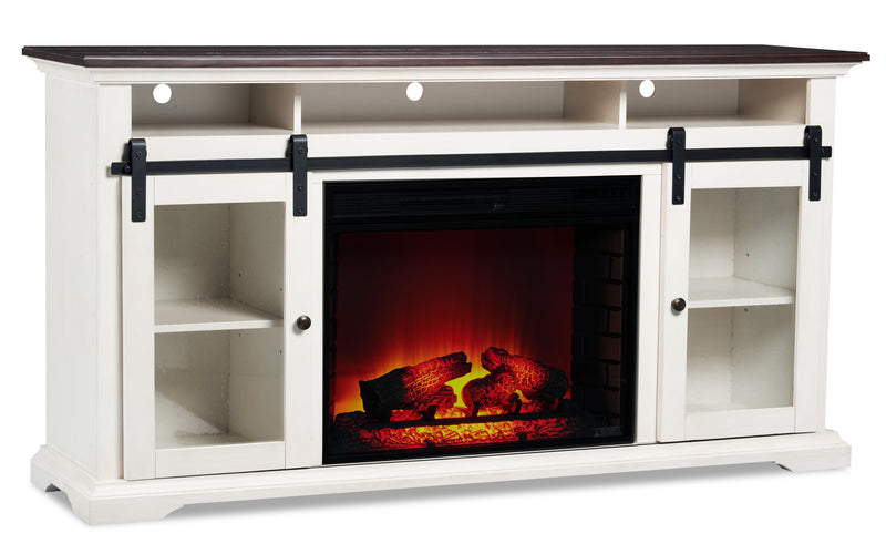 Monte 69\" Electric Fireplace TV Stand with Storage and Cable Management for TVs up to  75\"- White