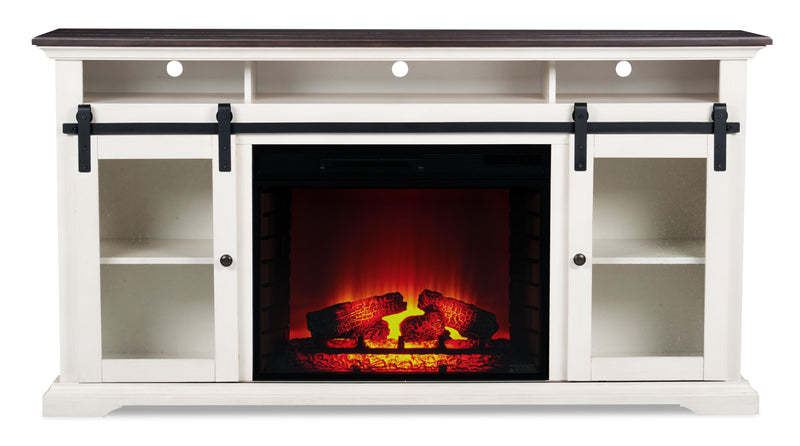 Monte 69\" Electric Fireplace TV Stand with Storage and Cable Management for TVs up to  75\"- White