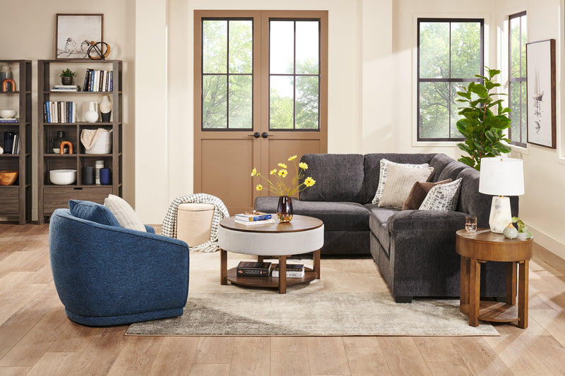 Made in Canada Morgan 2-Piece Left-Facing Chenille Fabric Sectional with Accent Pillows - Grey