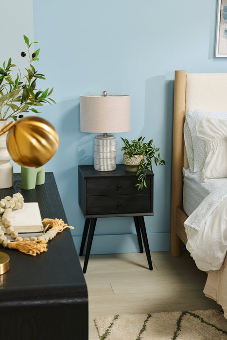 Mori Bedside 2-Drawer Nightstand, 18\"W x 25.75\"H - Black