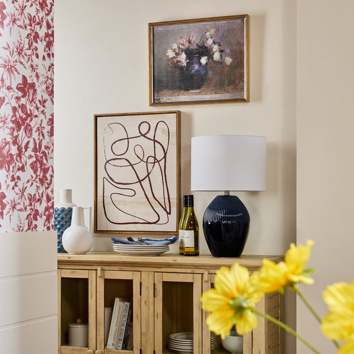 Vintage Vase Framed Linen Textured Artwork - 17\" x 21\"