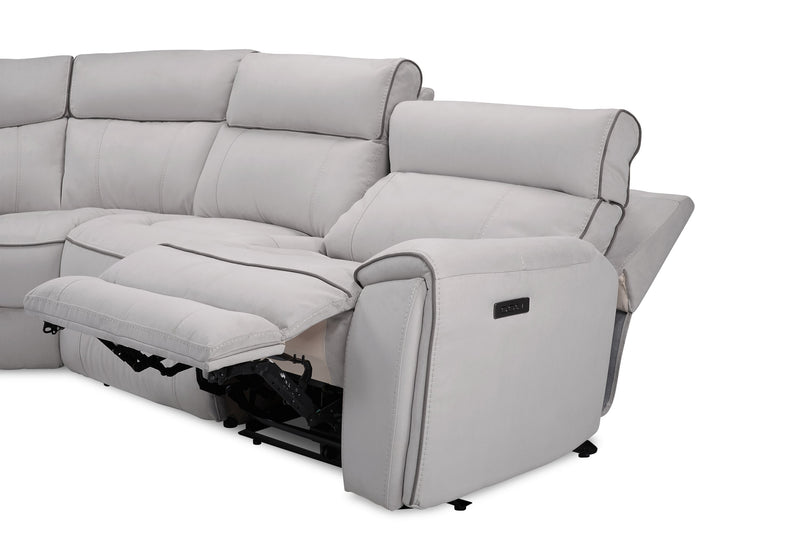 Cindy Crawford Home Newport 6-Piece Left-Facing Faux Suede Power Reclining Sectional with USB Port - Grey