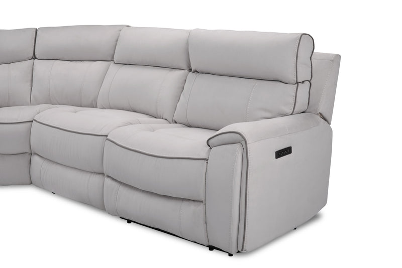 Cindy Crawford Home Newport 6-Piece Left-Facing Faux Suede Power Reclining Sectional with USB Port - Grey