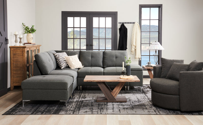 Made in Canada Sofa Lab Customizable Nest 41\" Linen-Look Fabric Swivel Accent Chair - Luna Kohl Grey