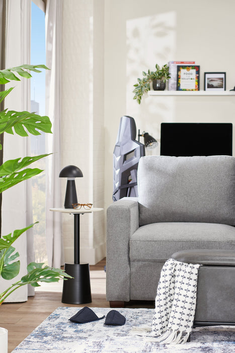 Nevan 14\" Accent Table with White Sintered Stone Top - Black