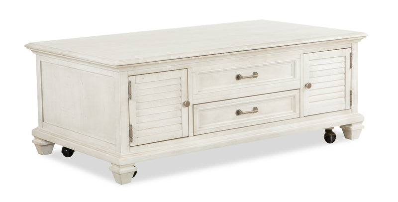 Newman  50\" Traditional Lift Top Coffee Table with Storage and Casters - Alabaster White Pine