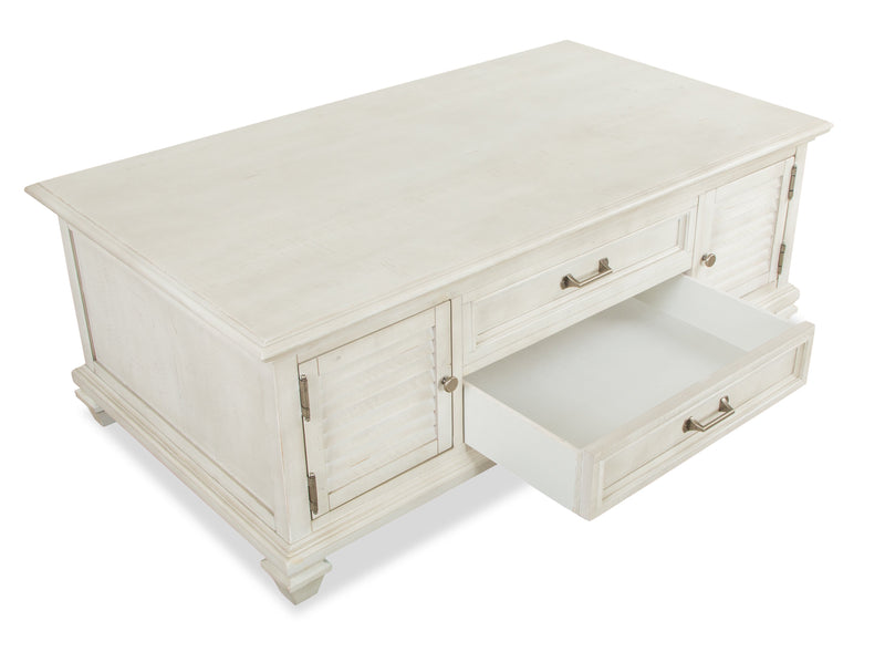 Newman  50\" Traditional Lift Top Coffee Table with Storage and Casters - Alabaster White Pine