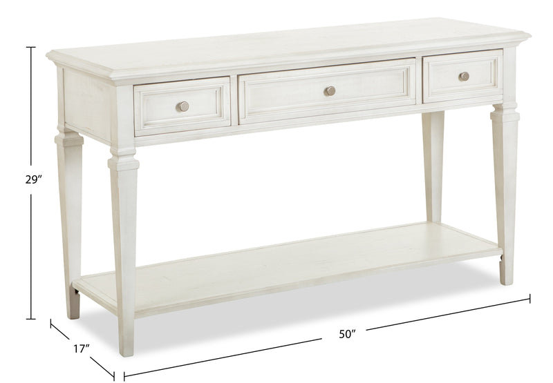 Newman  50\" Traditional Sofa Table with Storage and Shelf - Alabaster White Pine
