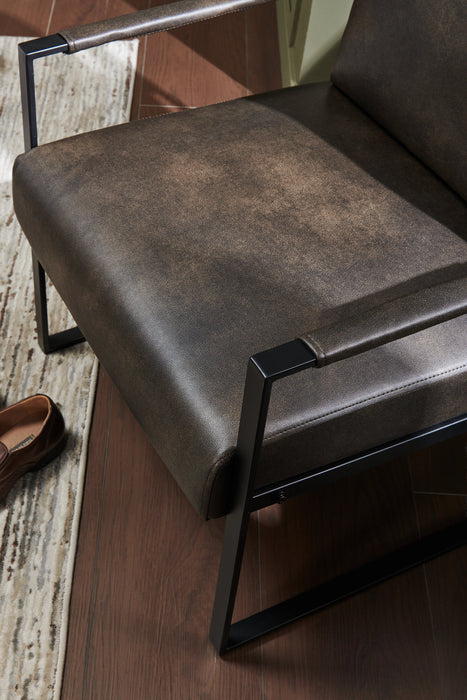 Nico 24.75\" Faux Leather Accent Chair with Metal Legs - Dark Grey