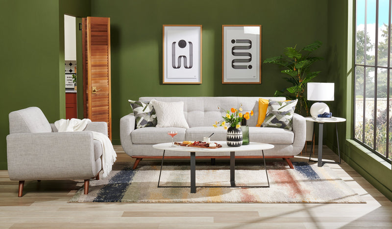 Kort & Co. Nico 22\" Modern Oval End Table - White Sinetered Stone with Dark Grey Metal Legs