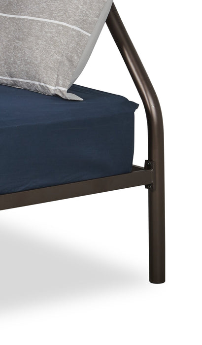 Noah Bunk Bed with Ladder & Guard Rail for Kids, Metal, Dark Bronze - Twin/Full