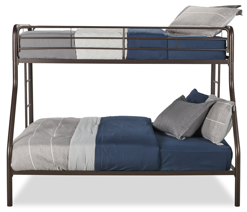 Noah Bunk Bed with Ladder & Guard Rail for Kids, Metal, Dark Bronze - Twin/Full