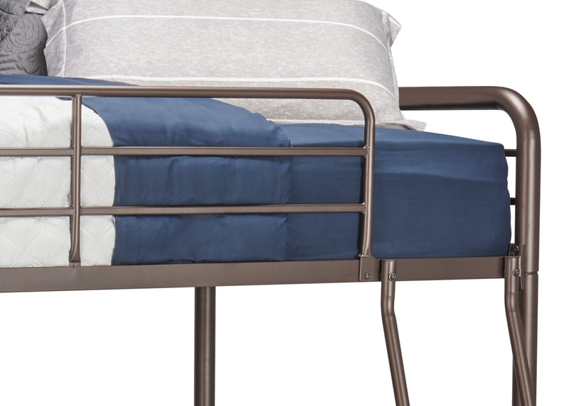 Noah Bunk Bed with Ladder & Guard Rail for Kids, Metal, Dark Bronze - Twin/Twin