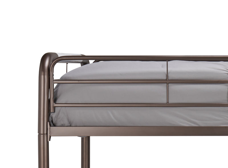 Noah Bunk Bed with Ladder & Guard Rail for Kids, Metal, Dark Bronze - Twin/Twin