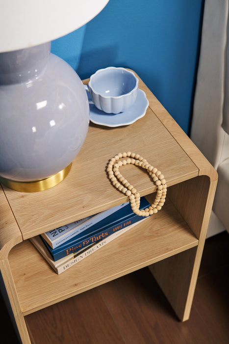 Odin Bedside Nightstand with Storage Shelf, 18\"W x 25.75\"H - Natural