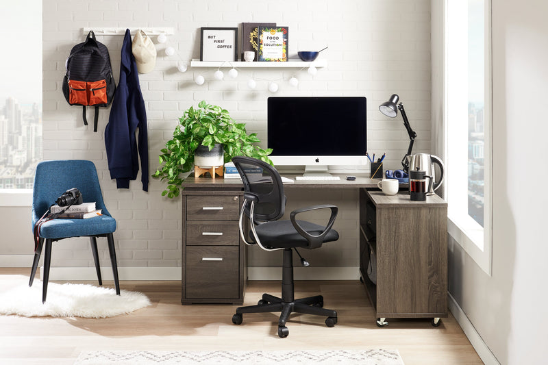 Oliver 60\" Folding Corner Office Desk with Storage & USB Ports - Grey