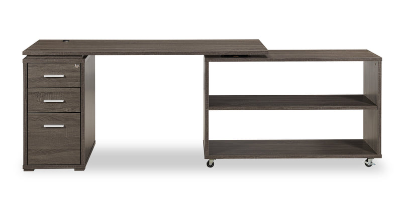Oliver 60\" Folding Corner Office Desk with Storage & USB Ports - Grey