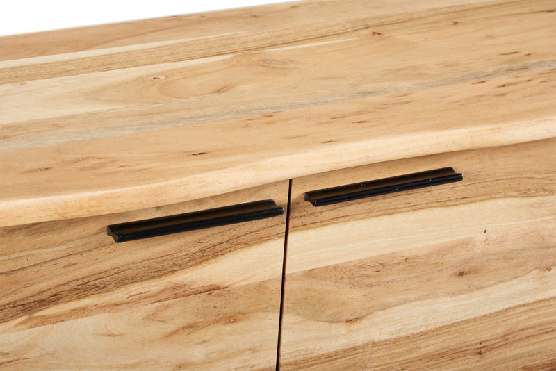 Oskar Dining Server with Storage, 60\"W,  Acacia Wood & Metal - Natural & Black