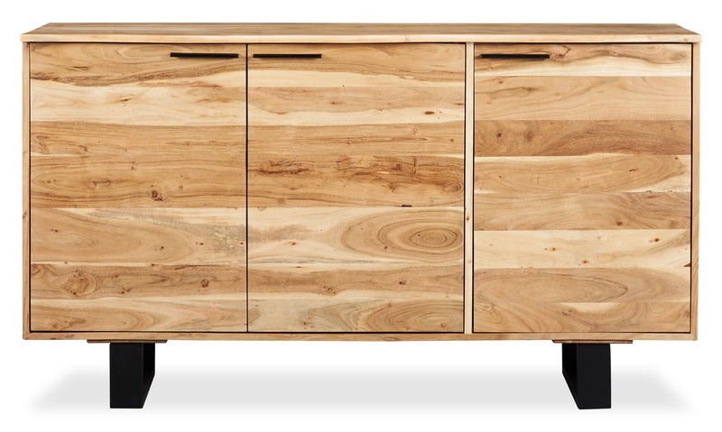 Oskar Dining Server with Storage, 60\"W,  Acacia Wood & Metal - Natural & Black