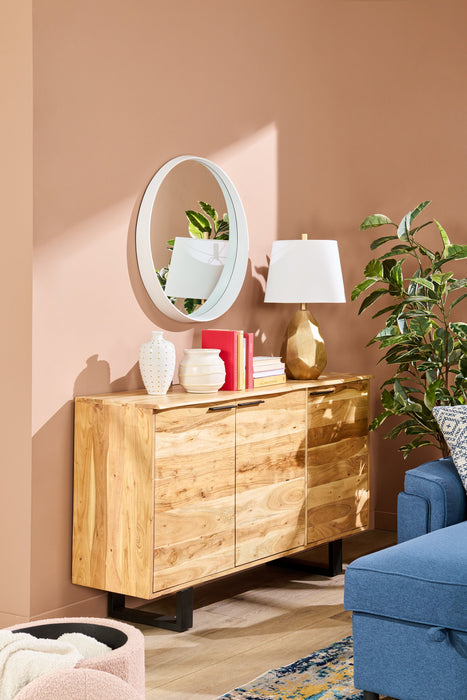 Oskar Dining Server with Storage, 60\"W,  Acacia Wood & Metal - Natural & Black