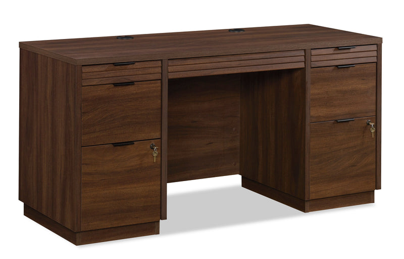 Palo Alto 59.13\" Commercial Grade Credenza Office Desk with 6-Drawers - Mahogany