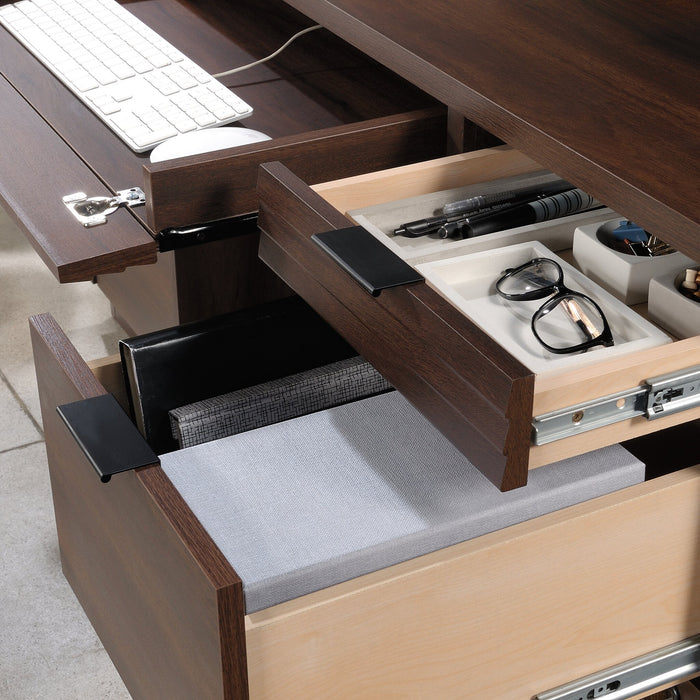 Palo Alto 59.13\" Commercial Grade Credenza Office Desk with 6-Drawers - Mahogany