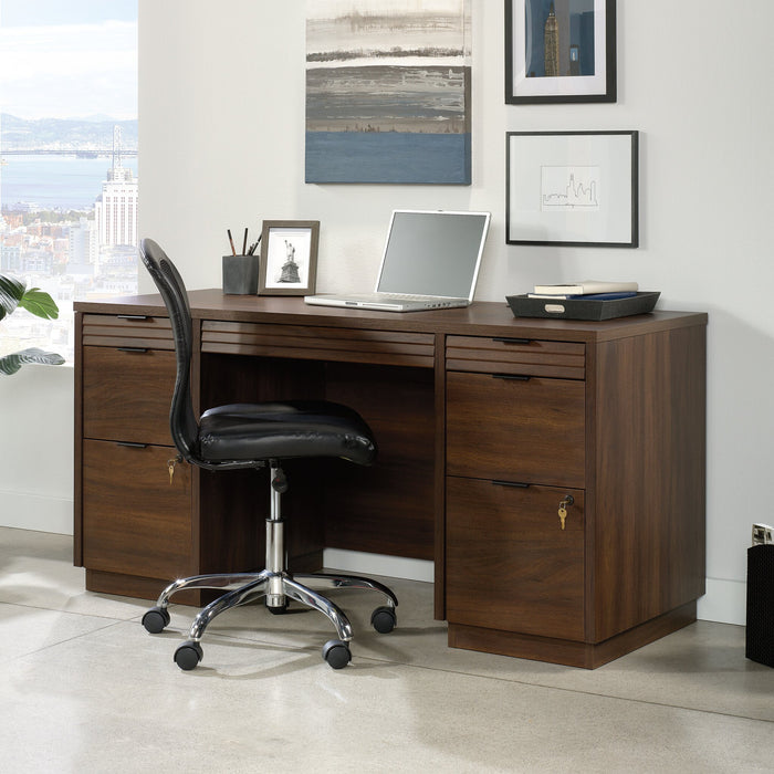 Palo Alto 59.13\" Commercial Grade Credenza Office Desk with 6-Drawers - Mahogany